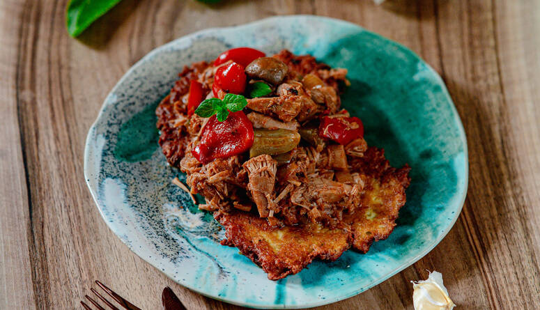 Pancakes with Hungarian Goulash