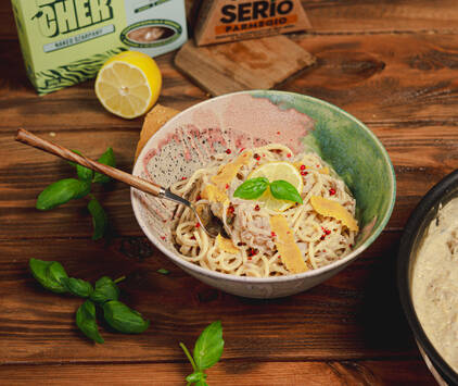 Cheesy Spaghetti with Jackfruit